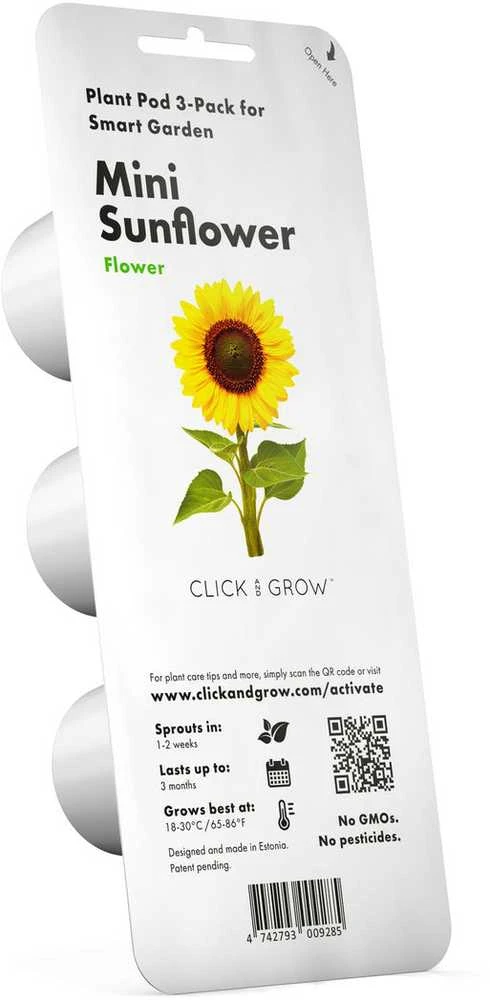 Click Grow „Click and Grow“ – išmaniojo sodo papildymas, 3 vnt. pakuotė – mini saulėgrąžos, 100 % be žiedadulkių ir lengvai auginamos – mini – geltonos