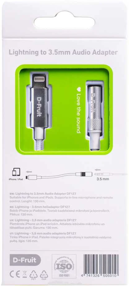 D-Fruit Lightning į 3.5 mm adapteris pakuotėje