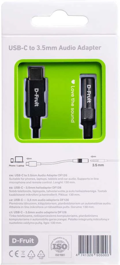 D-FRUIT DF126 adapteris USB-C į 3.5mm pakuotėje