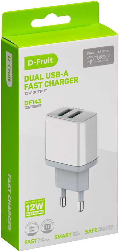 D-Fruit charger 12W 2xUSB-A DF143