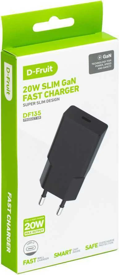 D-Fruit charger 20W USB-C DF135, juodas