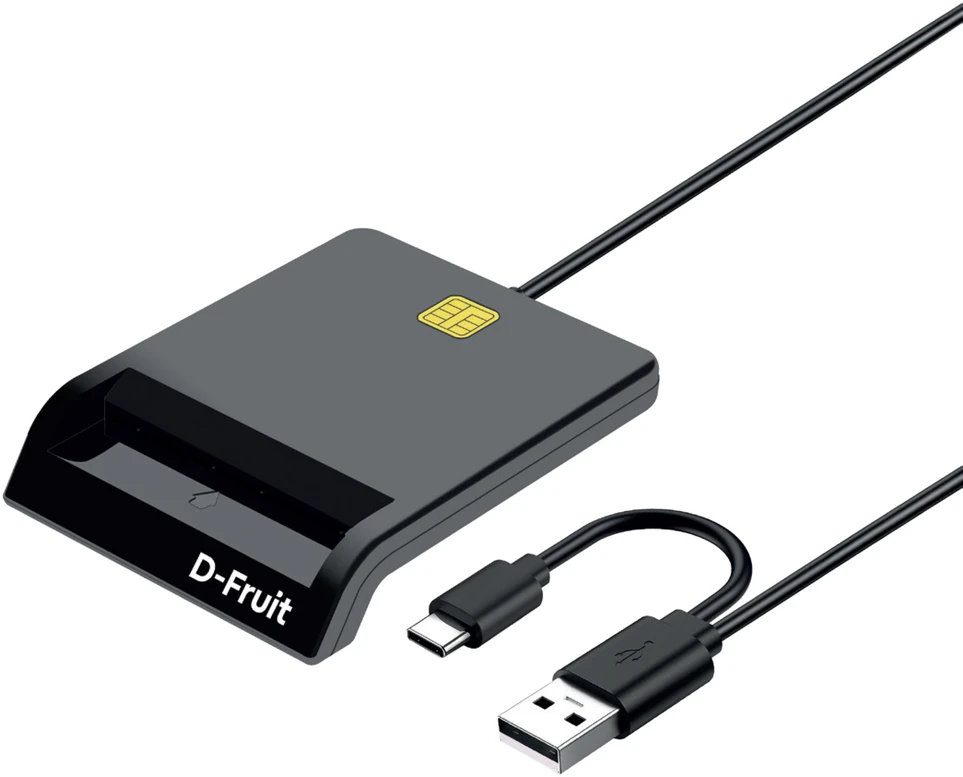 Išmaniųjų kortelių skaitytuvas - D-Fruit DF174 USB-A/USB-C Juodas