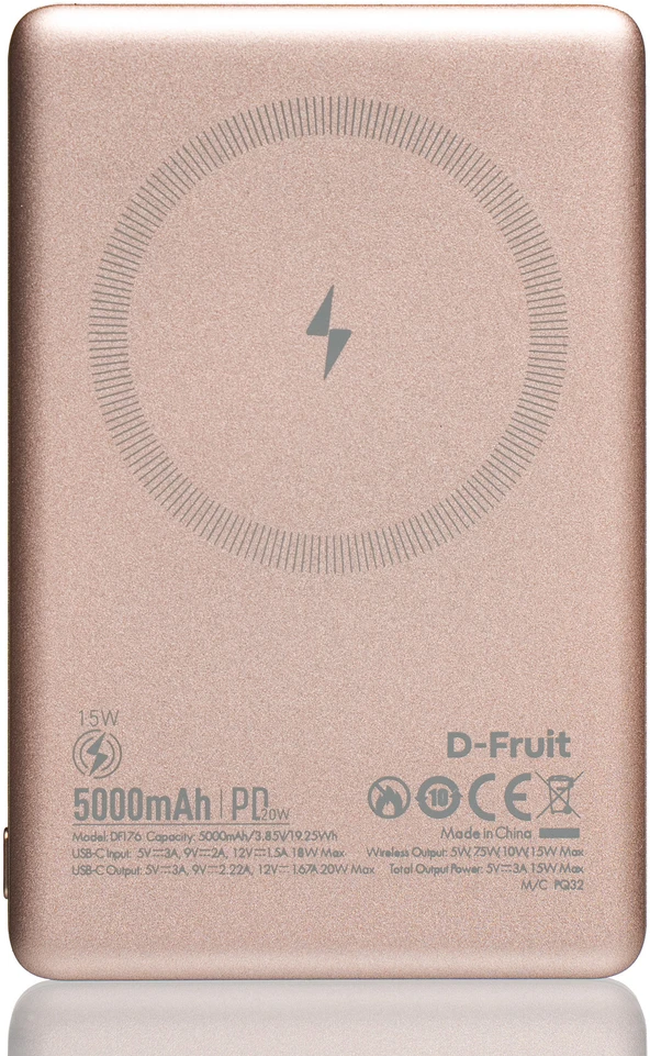 D-Fruit power bank 5000mAh Wireless DF176, pink