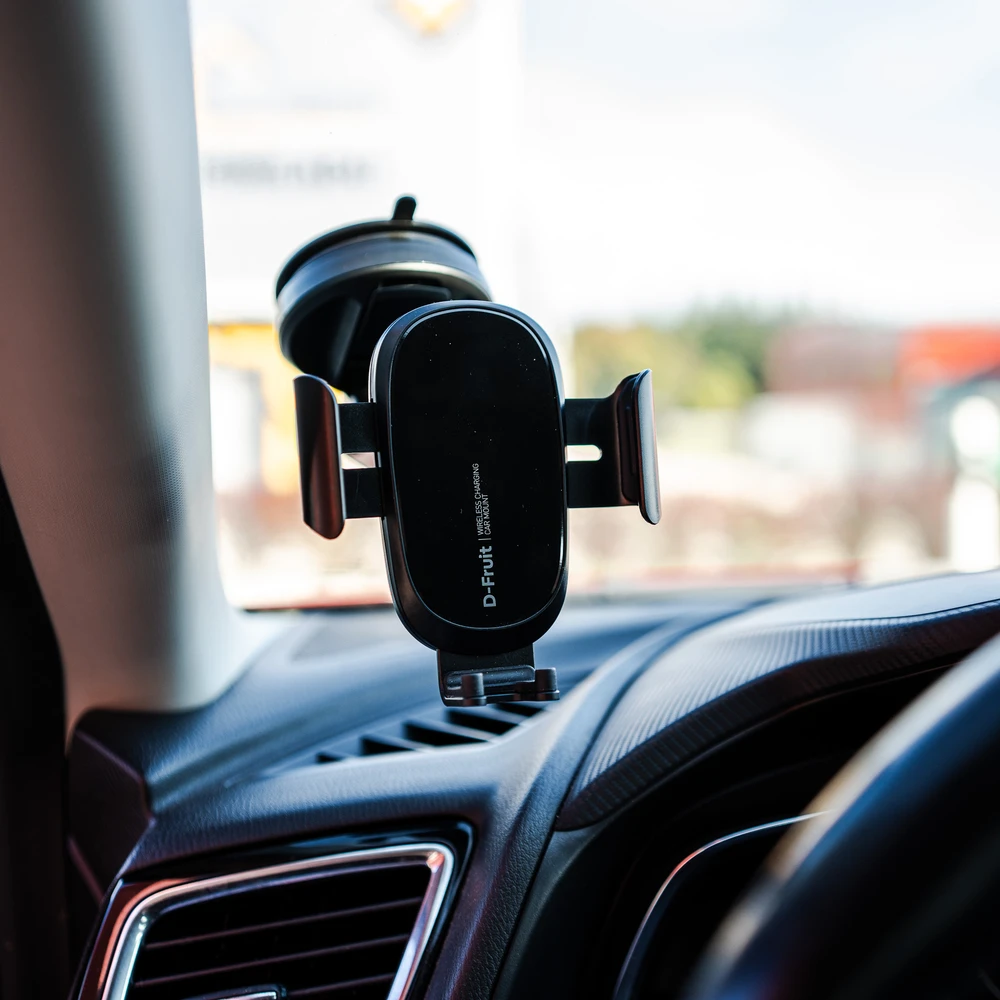 D-Fruit telefono automobilinis laikiklis + QI belaidis įkroviklis DF108
