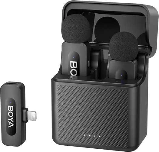 BOYA belaidis mikrofonas BY-V3 2.4GHz su 2 siųstuvais ir 1 imtuvu (Lightning) Juodas EU