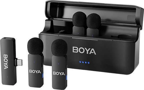 BOYA belaidis mikrofonas BY-V4 2.4GHz su 4 siųstuvais ir 1 imtuvu (C tipo) Juodas EU