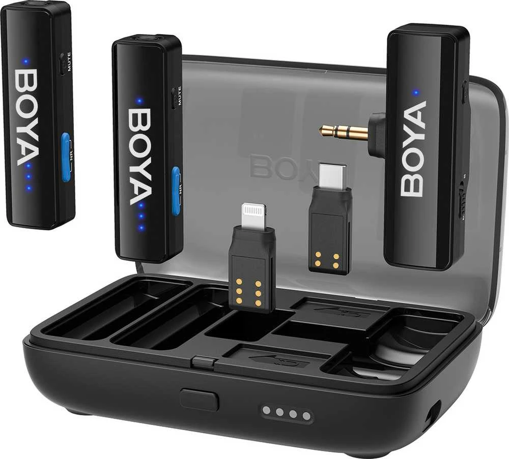 BOYA BOYALINK V2.0 belaidžiai mikrofonai 2.4GHZ USB-C - Juodas