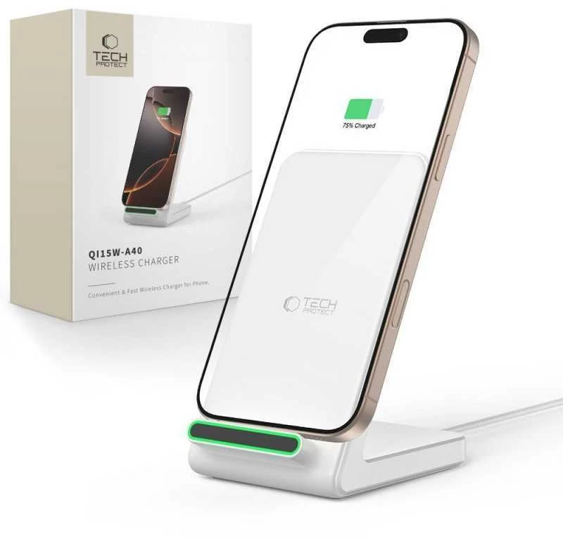 Tech-Protect QI15W-A40 belaidis įkroviklis - Baltas