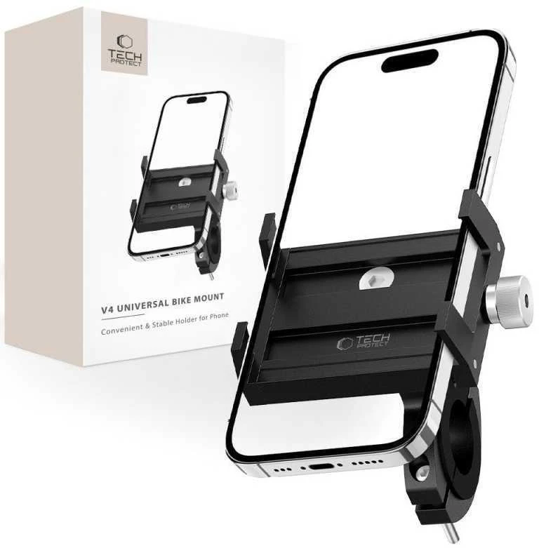 Tech-Protect V4 telefono laikiklis dviračiui handlebars – juodos spalvos