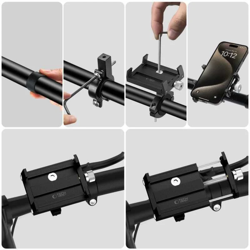 Tech-Protect V4 telefono laikiklis dviračiui handlebars – juodos spalvos