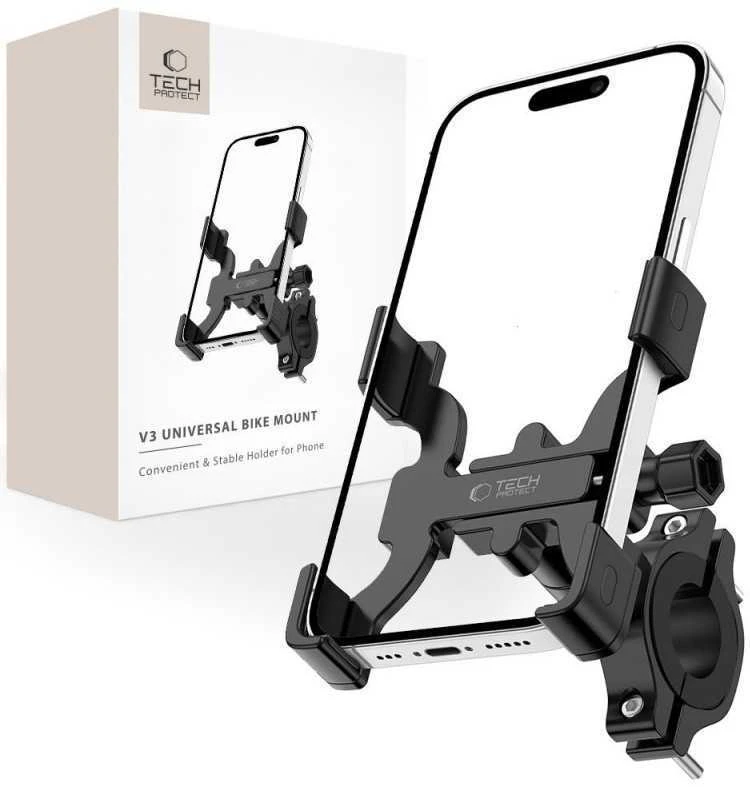 Tech-Protect V3 telefono laikiklis dviračiui on the handlebar – juodos spalvos