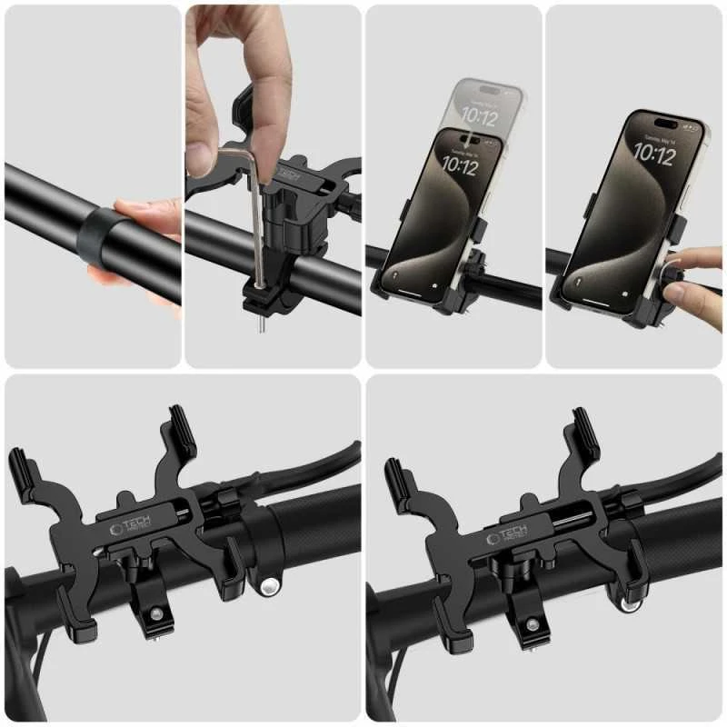 Tech-Protect V3 telefono laikiklis dviračiui on the handlebar – juodos spalvos