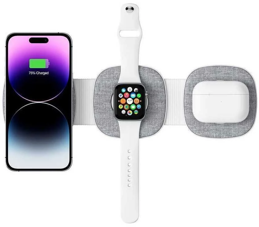 Belaidis magnetinis įkroviklis MagSafe 15W 3in1 iPhone + Apple Watch + AirPods Tech-Protect QI15W-A32 pilkos spalvos