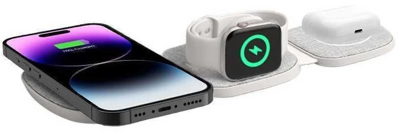 Belaidis magnetinis įkroviklis MagSafe 15W 3in1 iPhone + Apple Watch + AirPods Tech-Protect QI15W-A32 pilkos spalvos
