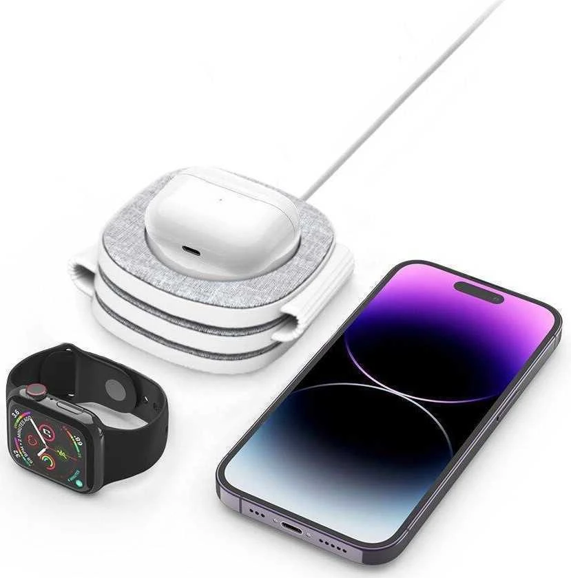 Belaidis magnetinis įkroviklis MagSafe 15W 3in1 iPhone + Apple Watch + AirPods Tech-Protect QI15W-A32 pilkos spalvos