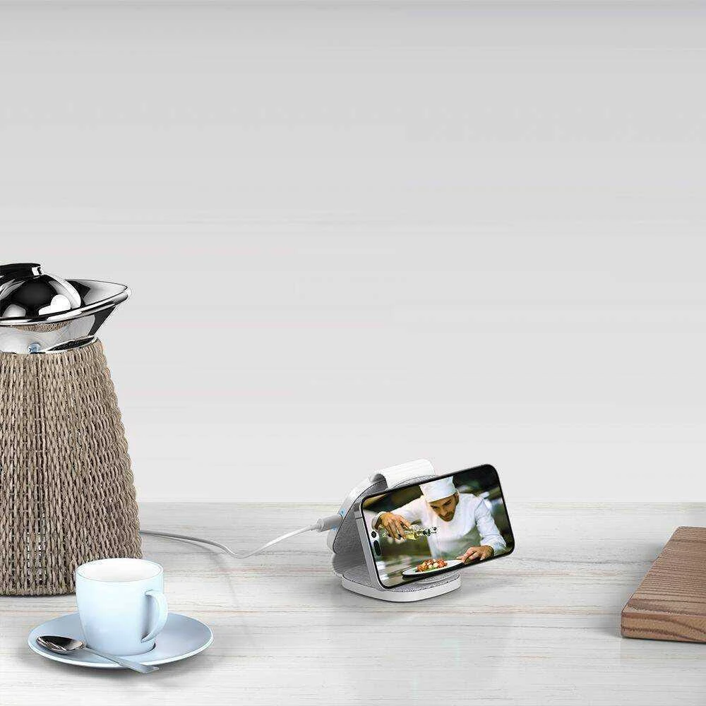 Belaidis magnetinis įkroviklis MagSafe 15W 3in1 iPhone + Apple Watch + AirPods Tech-Protect QI15W-A32 pilkos spalvos