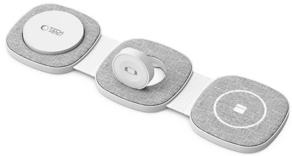 Belaidis magnetinis įkroviklis MagSafe 15W 3in1 iPhone + Apple Watch + AirPods Tech-Protect QI15W-A32 pilkos spalvos