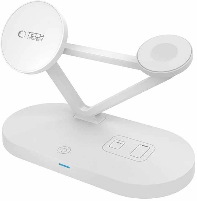 Tech-Protect QI15W-A41 3in1 belaidis įkroviklis su MagSafe for Apple Devices – baltos spalvos
