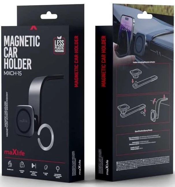 Maxlife automobilinis telefono laikiklis MXCH-15 magnetic juodos spalvos