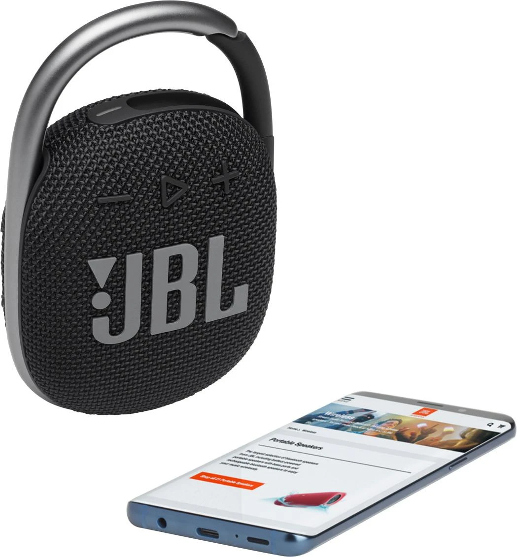 JBL Clip 4 nešiojama vandeniui atspari kolonėlė, Juoda