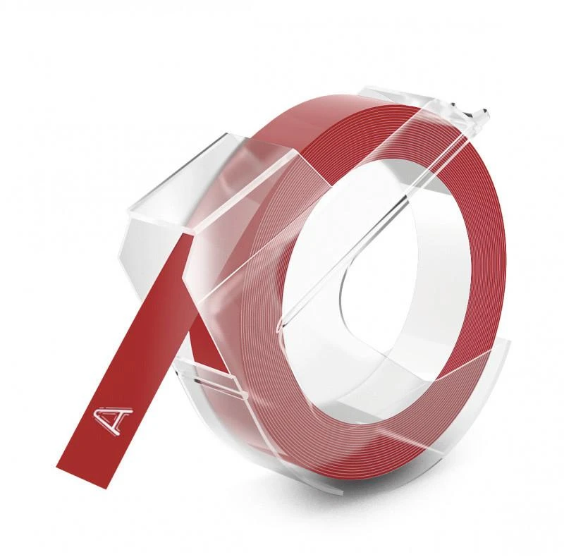 Juostelė DYMO, 9x3mm, plastikinė Balta/Raudona