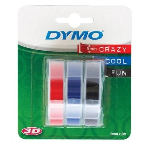 DYMO 3D Juostelės Mechaniniams Etikečių Spausdintuvams 9mm x 3m / raudona/mėlyna/juoda (S0847750)