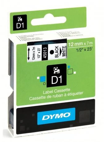 Dymo reljefinė juosta D1 12mm 7m, juoda/balta