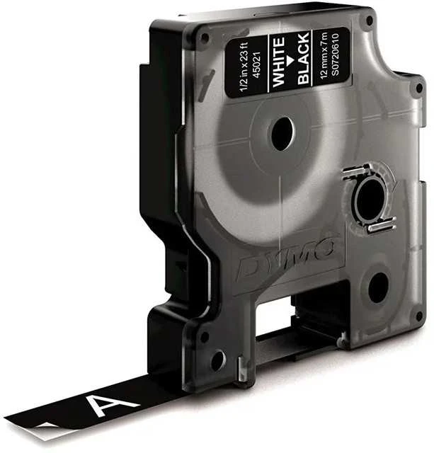 Juostelė DYMO D1 12mm x 7m, vinilinė, balta ant juodo / S0720610 45021