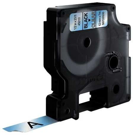 Juostelė DYMO D1 12mm x 7m, vinilinė, juoda ant permatomo / S0720500 45010