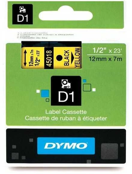 Juostelė DYMO D1 12mm x 7m, vinilinė, juoda ant geltono / S0720580 45018