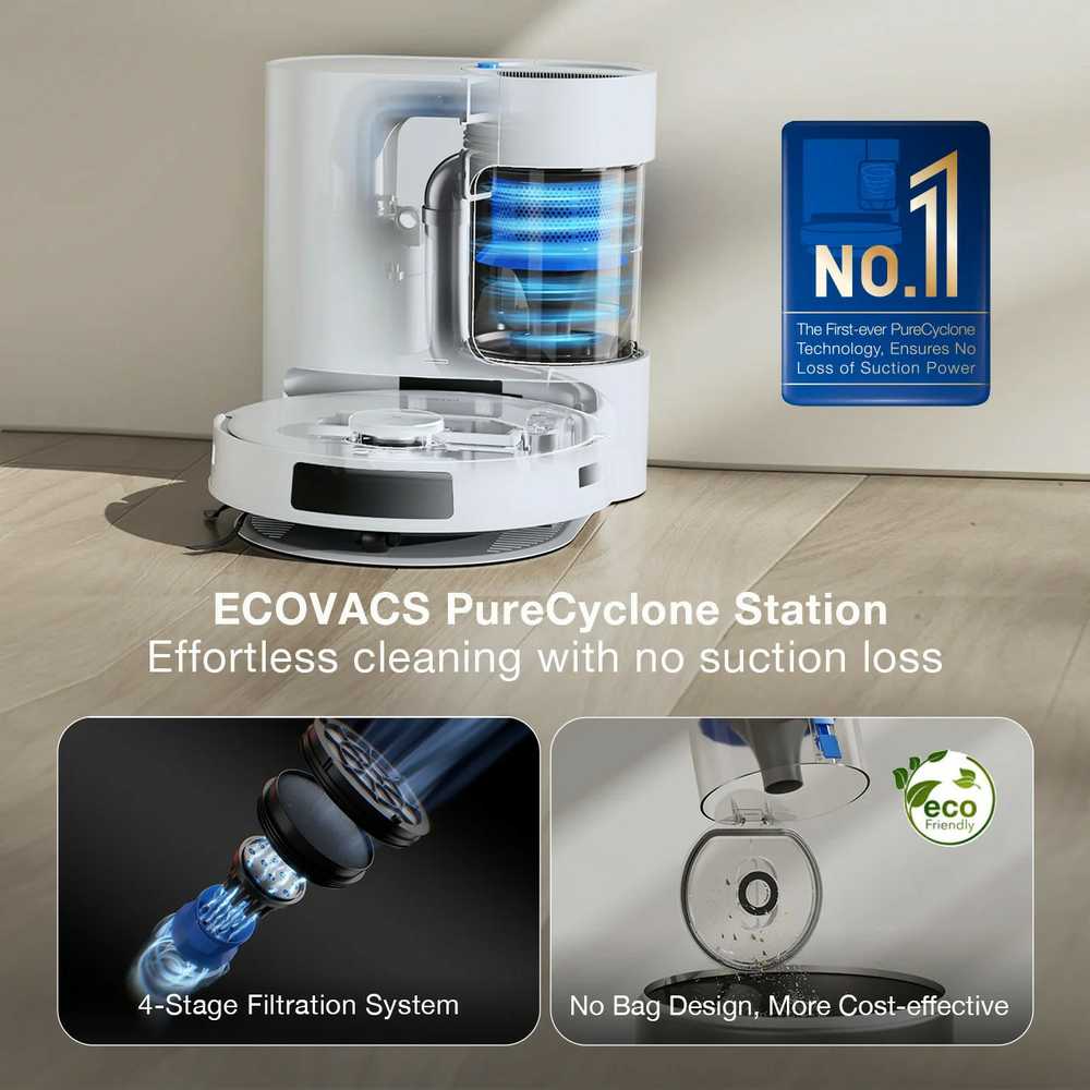 Ecovacs DEEBOT N20 PLUS dulkių siurblys-robotas, Baltas