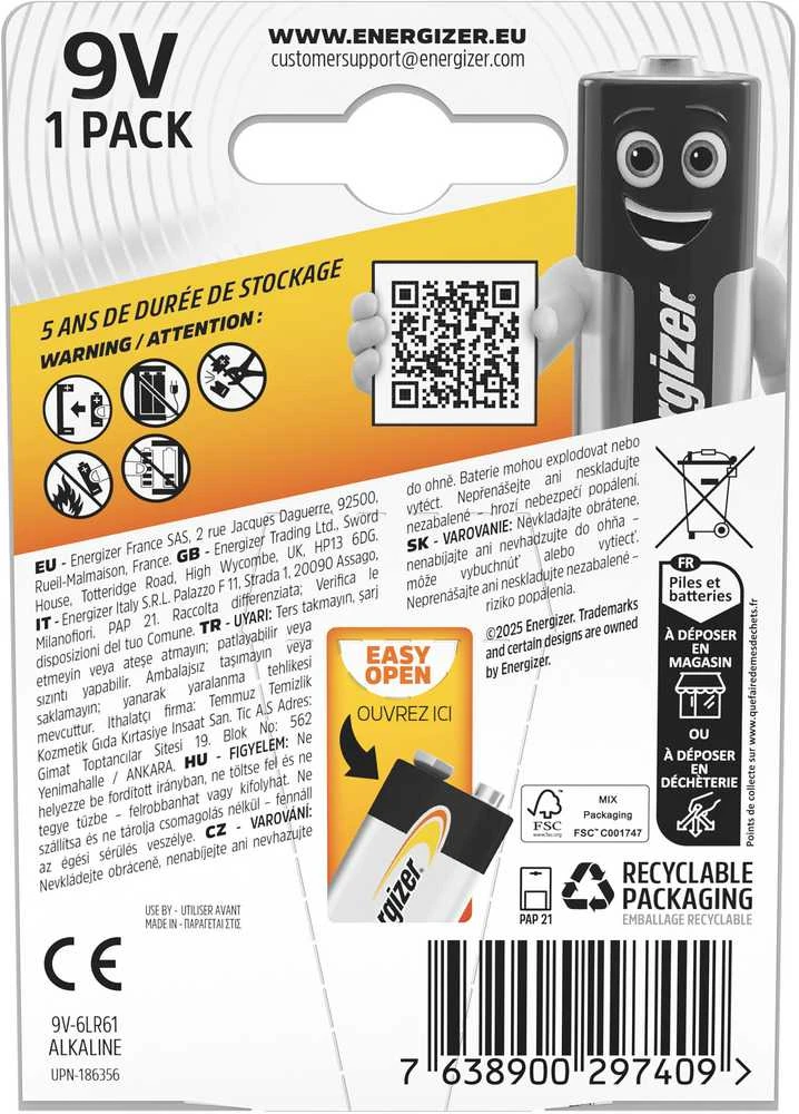 Energizer | 9V/6LR61 | Alkaline Power | 1 pc(s)