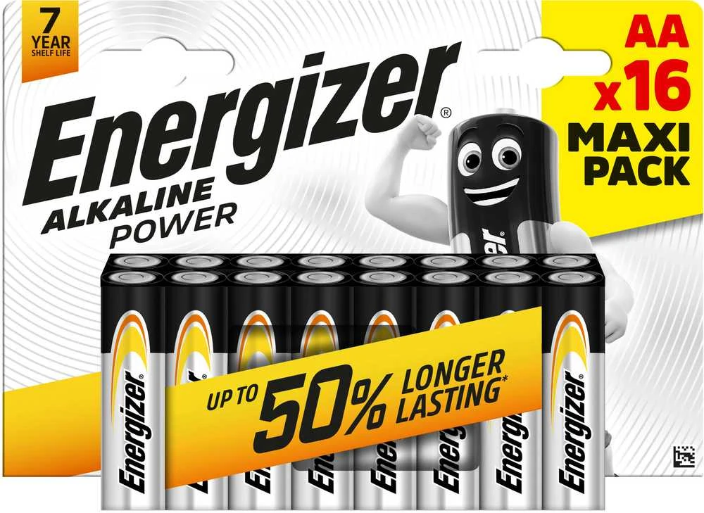 Energizer AA baterijos 16 vnt pakuotė su reklamine juosta