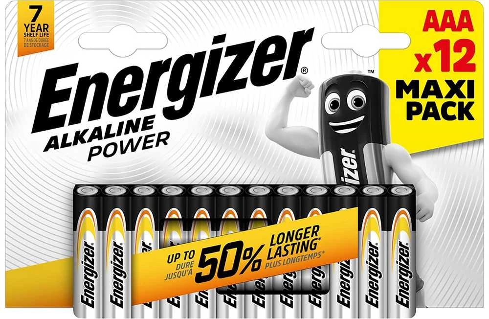 Energizer AAA šarminės baterijos, 12 vnt. pakuotė