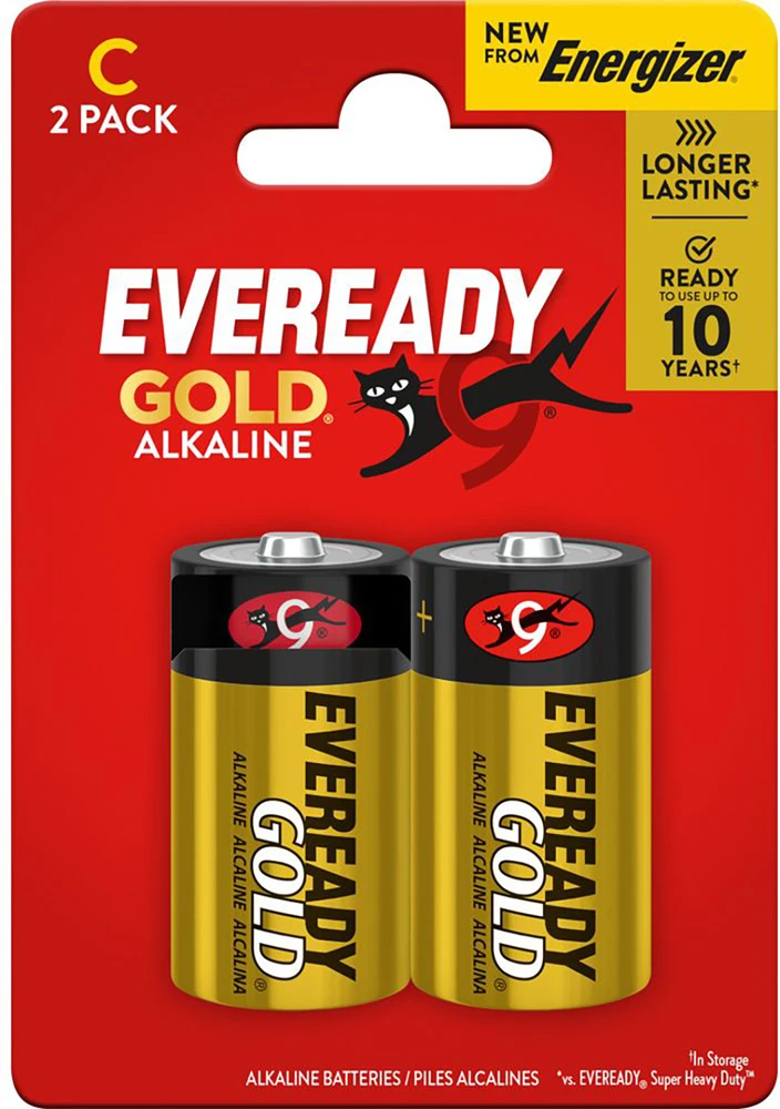 Eveready Gold C tipo baterijos pakuotėje