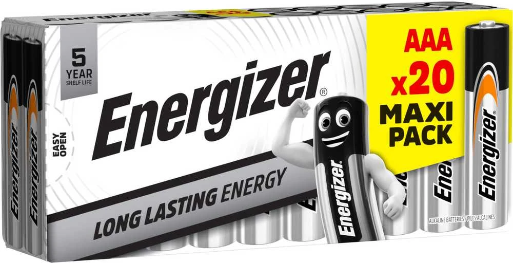 Energizer AAA baterijos, 20 vnt. pakuotės vaizdas