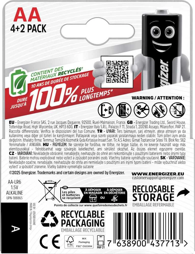 ENERGIZER MAX ALKALINE AA X6
