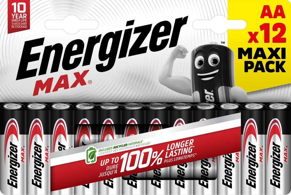 Energizer Max AA baterijų pakuotė, 12 vnt.