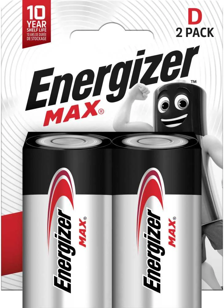 Energizer D tipo baterijos, 2 vnt. pakuotė