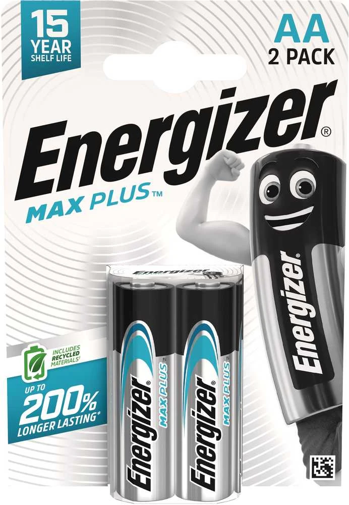 Energizer Max Plus AA baterijos, 2 vnt. pakuotė
