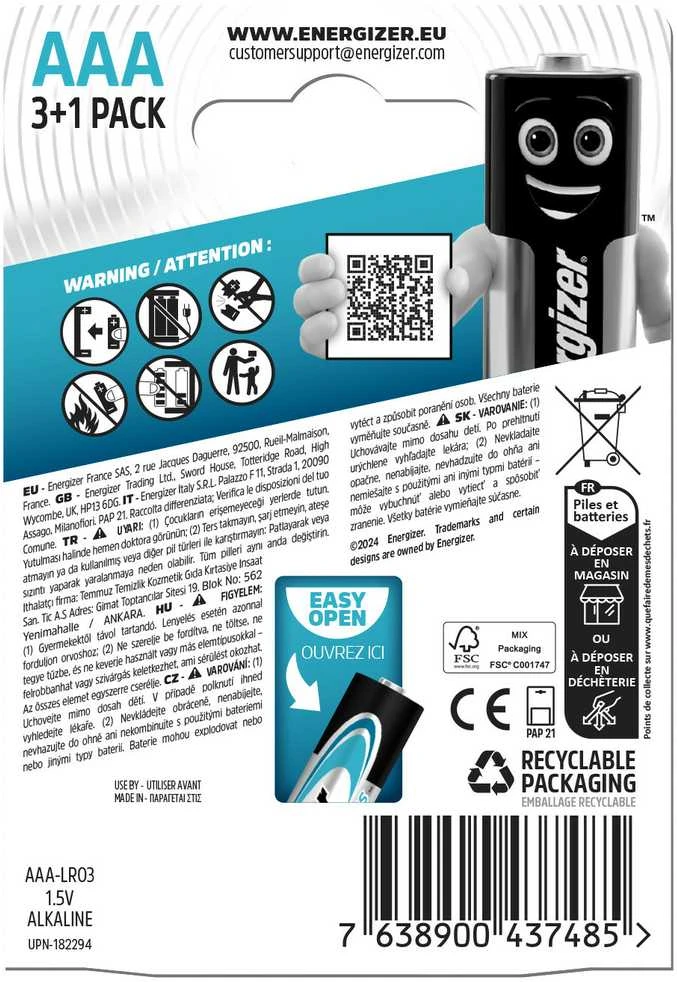 Energizer Energizer LR03/4 Max Plus AAA 3+1 zdarma