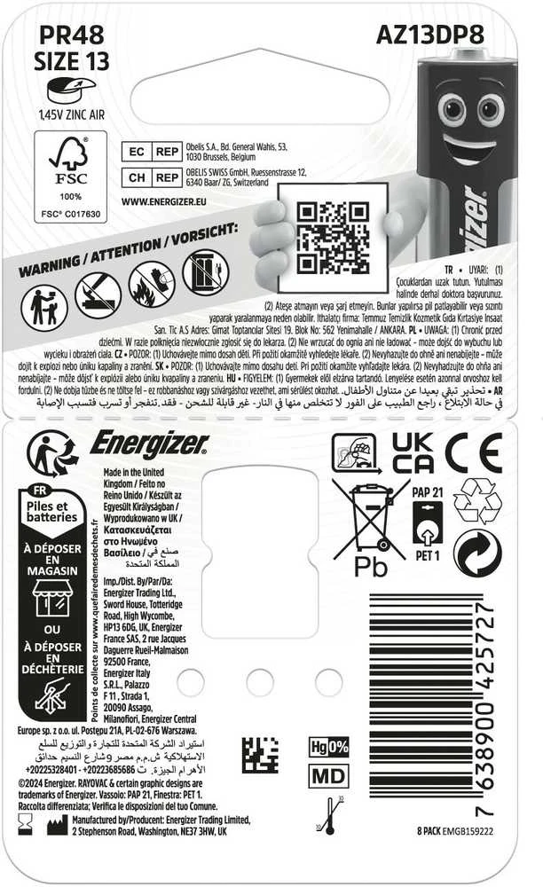 ENERGIZER 13 ZINC AIR TL8