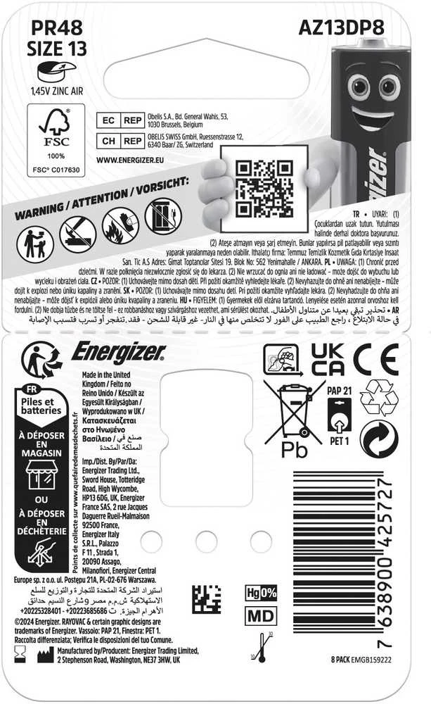 ENERGIZER 13 ZINC AIR TL8