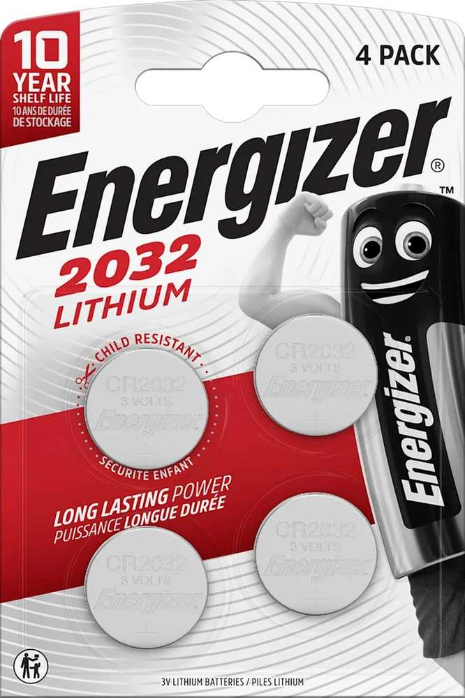ENERGIZER baterijos CR2032, 4 vnt