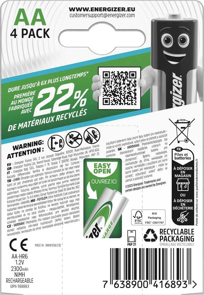 Įkraunami Elementai Energizer Extreme 2300 mAh AA HR6 1.2V 4Vnt