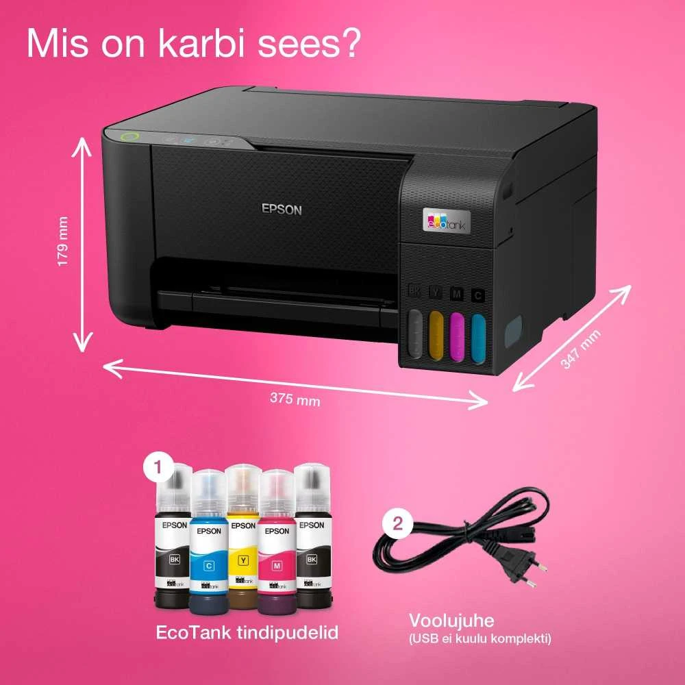 Daugiafunkcinis spausdintuvas Epson EcoTank L3230 Inkjet | Spalvotas | All-in-one | A4 | Juodas/Akcija CashBack 30eur