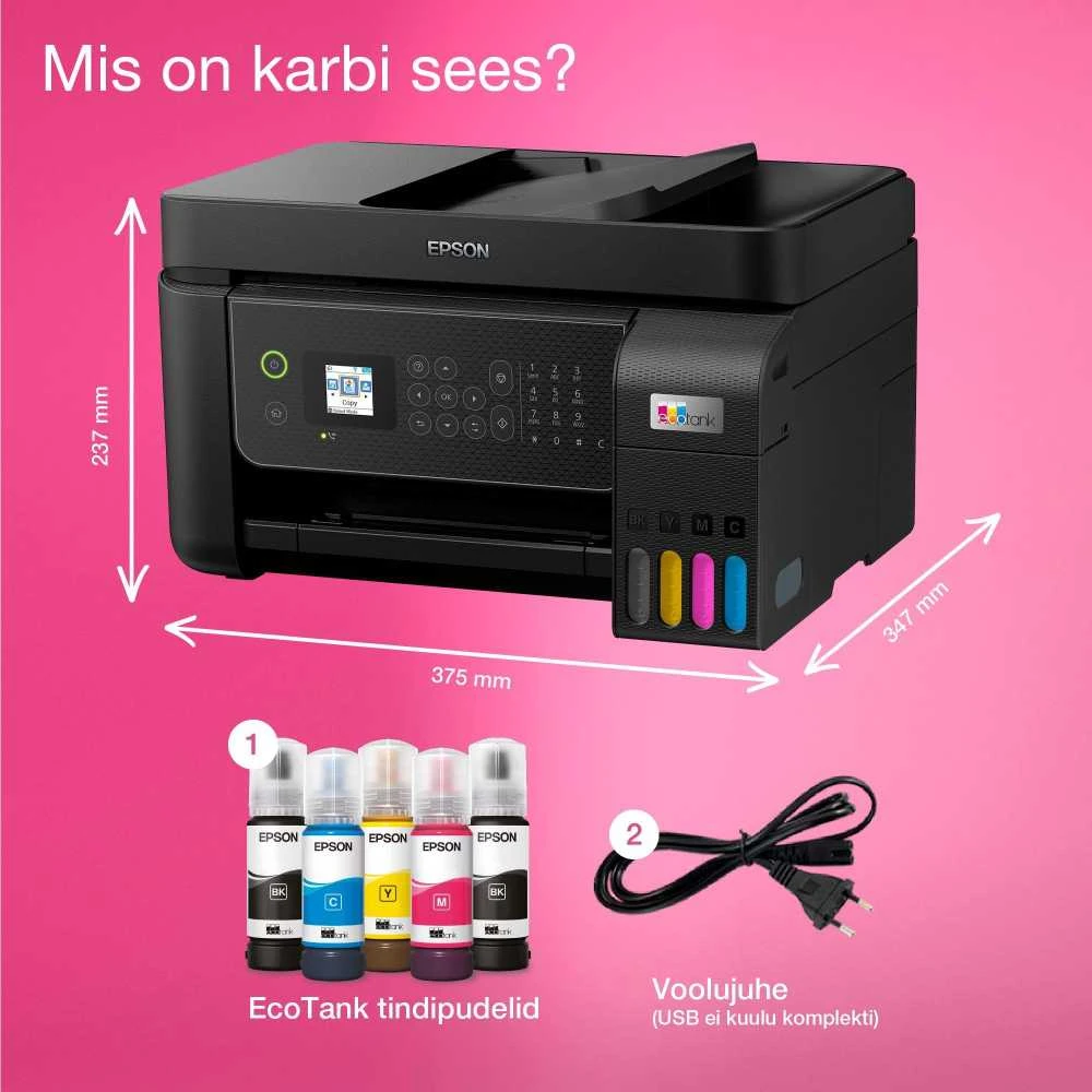 Spausdintuvas Epson | Daugiafunkcinis printers | EcoTank L5310 | Inkjet | Spalvotas | A4 | Wi-Fi | Juodas
