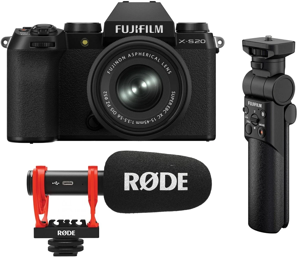 Sisteminis fotoaparatas Fujifilm X-S20 + XC15-45mm Kit WWI Juodas + Vlogger KIT