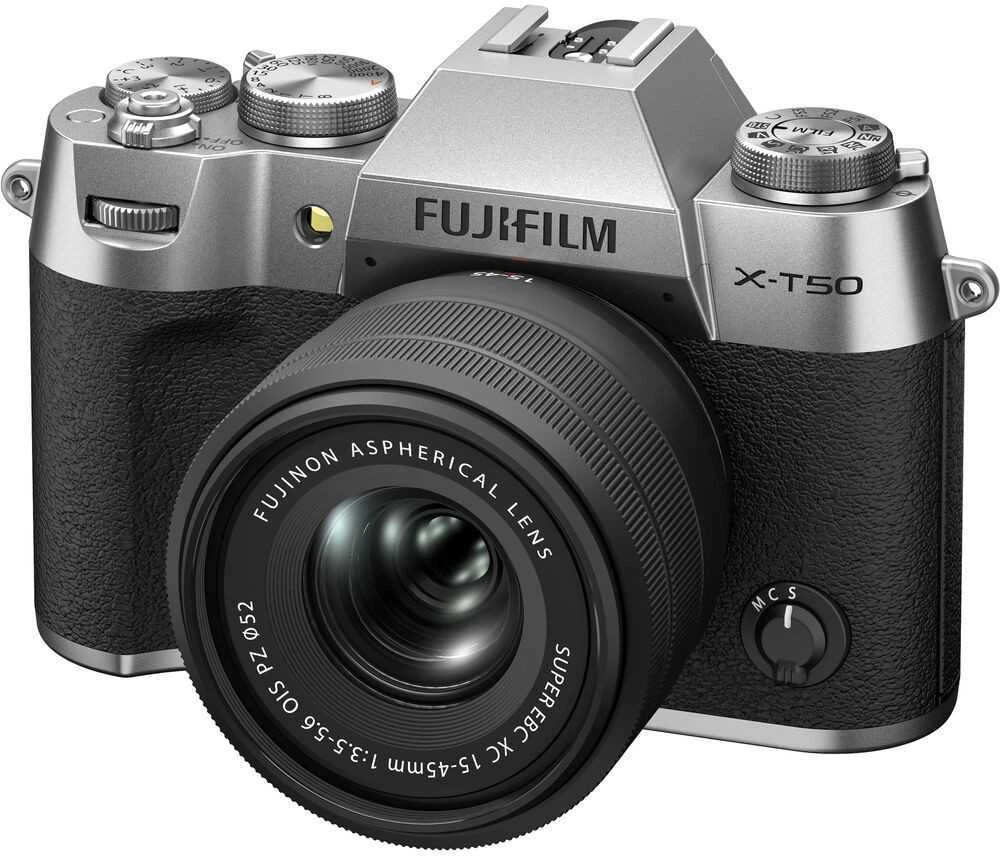 Sisteminis fotoaparatas FUJIFILM X-T50/XC15-45mmF3.5-5.6 OIS PZ Sidabrinis (Sidabrinis)