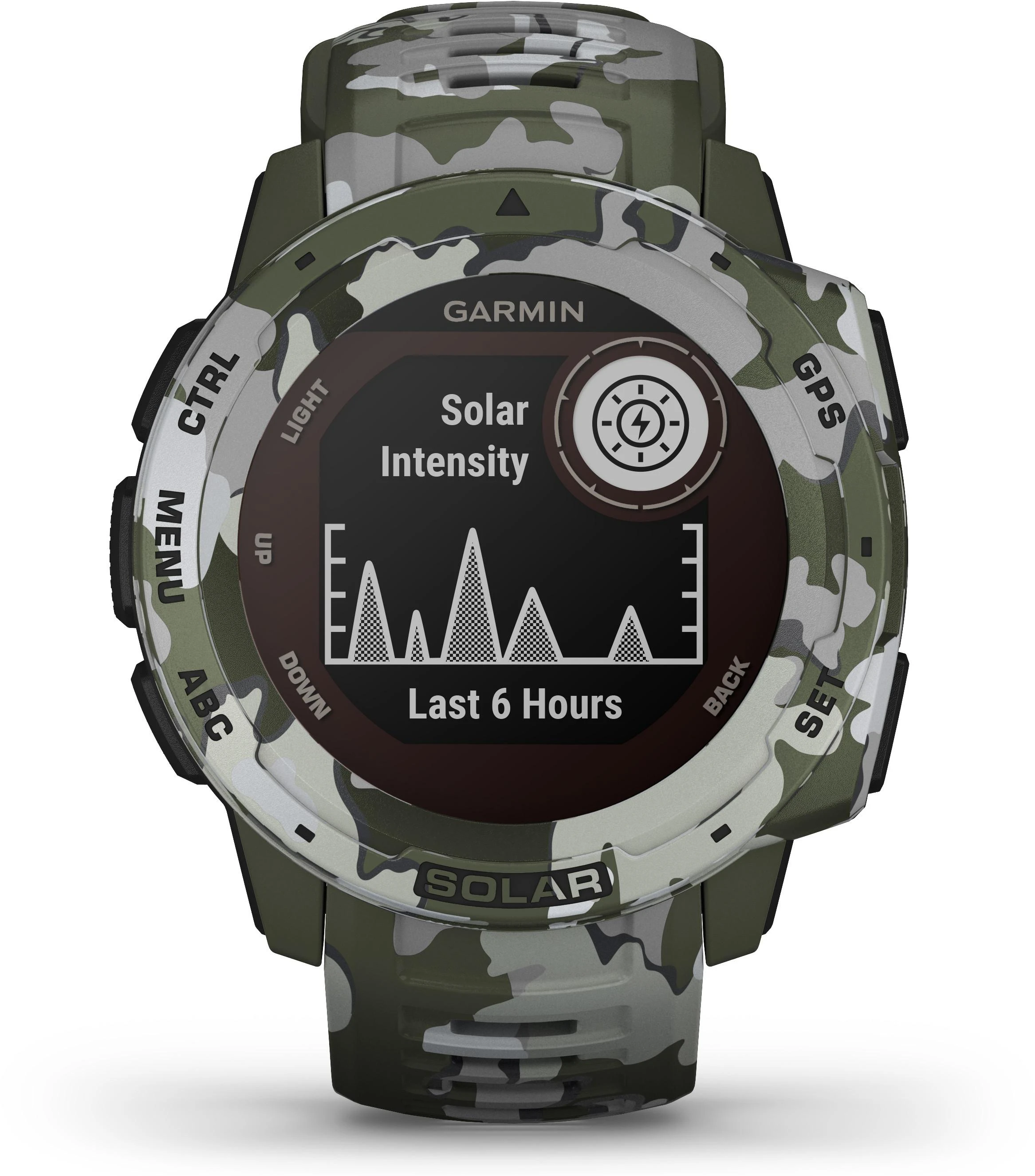 Išmanusis laikrodis Garmin Instinct Solar, Camo Edition, GPS laikrodis, Lichen Camo, WW